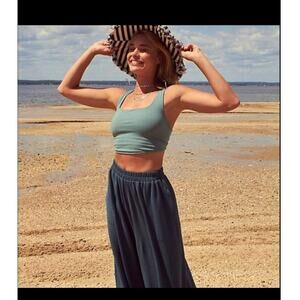 Free People Talk To Me Lace Up Crop Top Size L Modern Boho